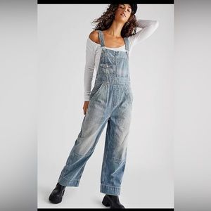 Free People We The Free Murphy Utility Denim Overalls in Jackson Blue